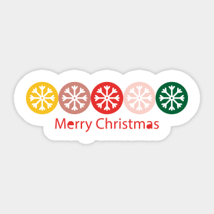 Colorful Christmas snowflakes Merry Christmas Sticker